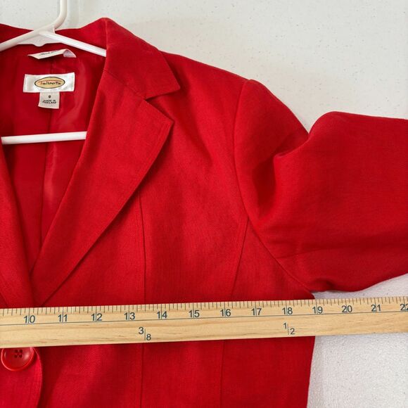 VTG Talbots Irish Linen Blazer Jacket Red 8 Career Lightweight Spring Classic - Picture 6 of 9